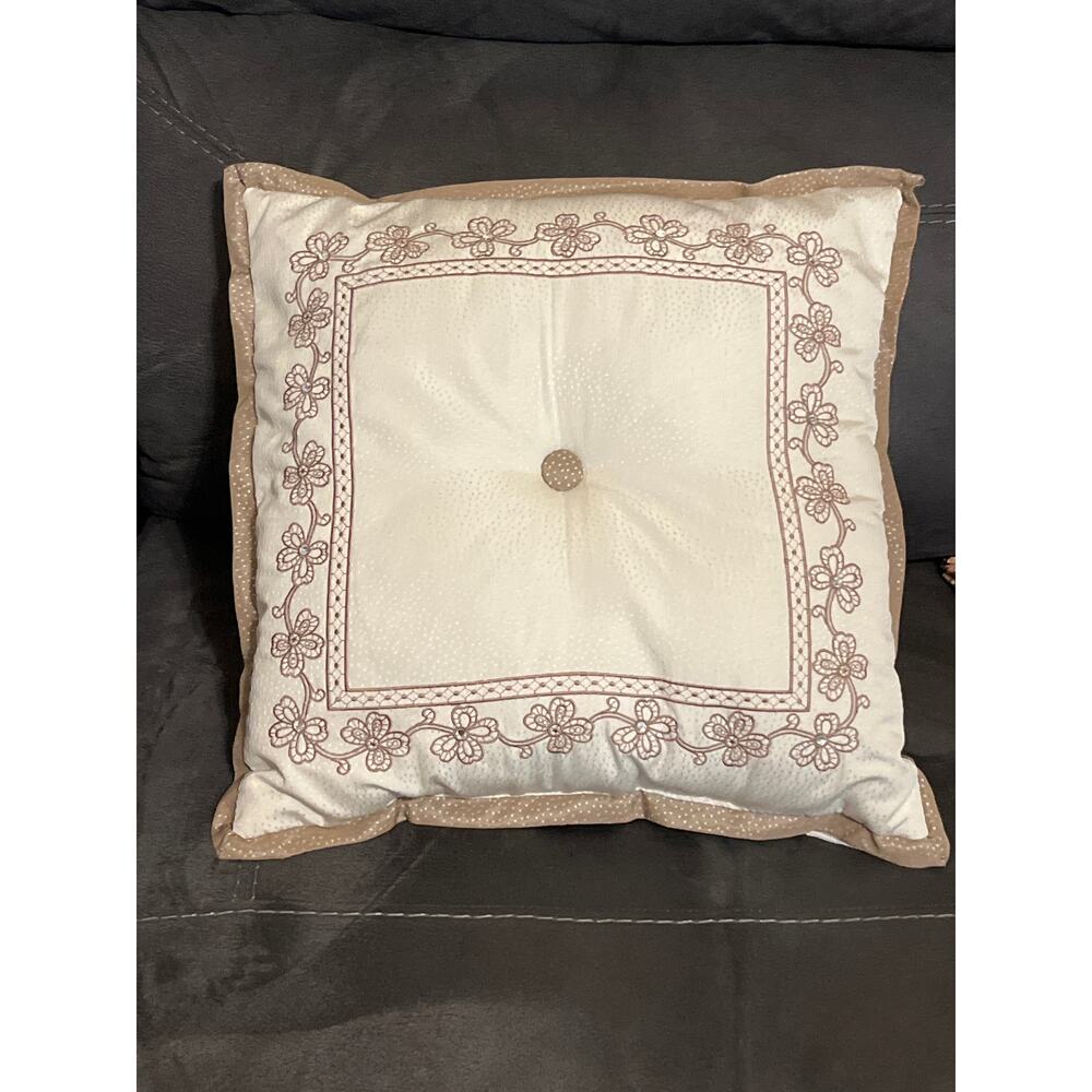 Waterford Linens Pillow w/Button Tuft Accent Decor Pillow 18" Rhinestones